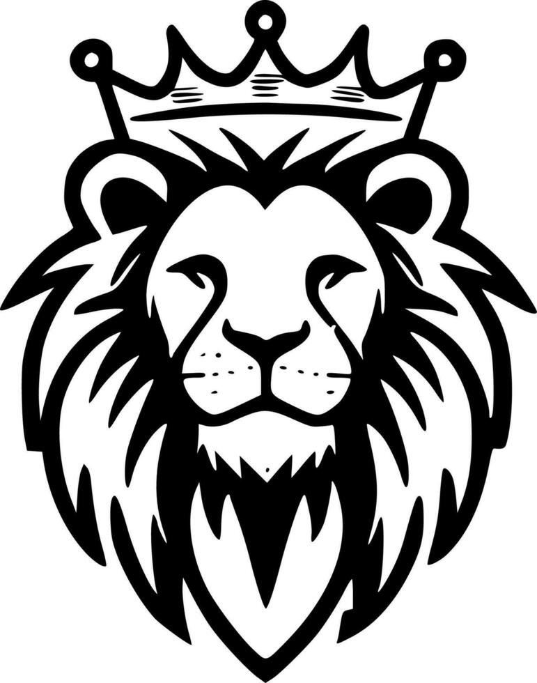 Lion with Crown, Minimalist and Simple Silhouette - Vector illustration