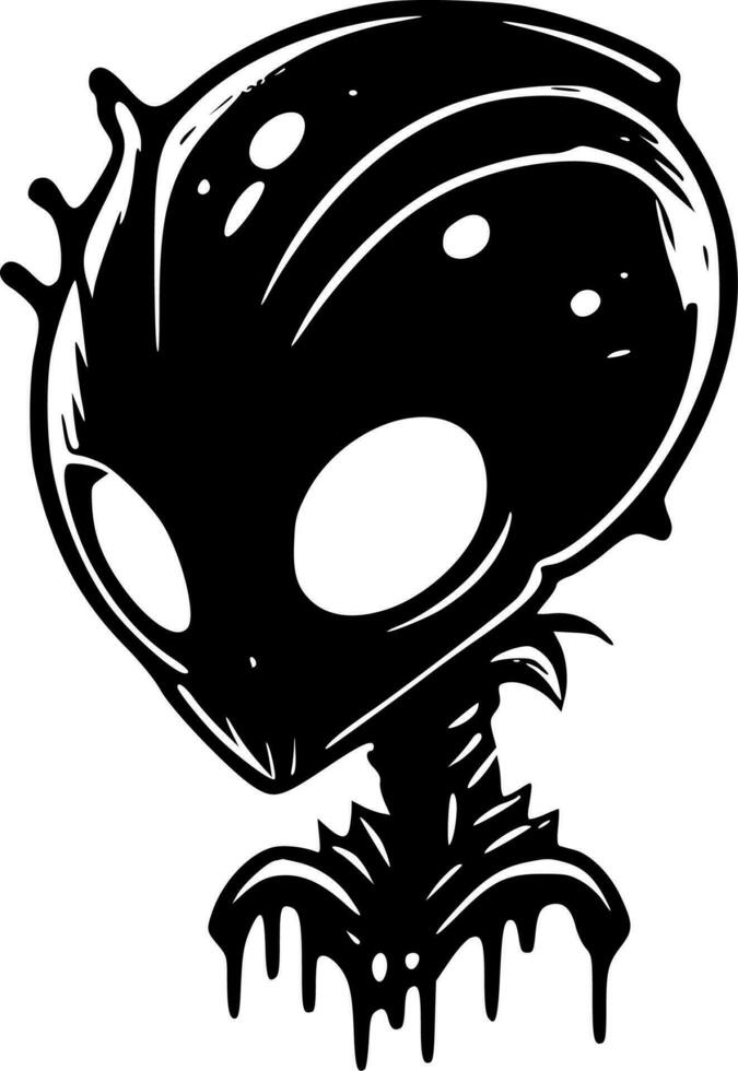 Alien - Black and White Isolated Icon - Vector illustration