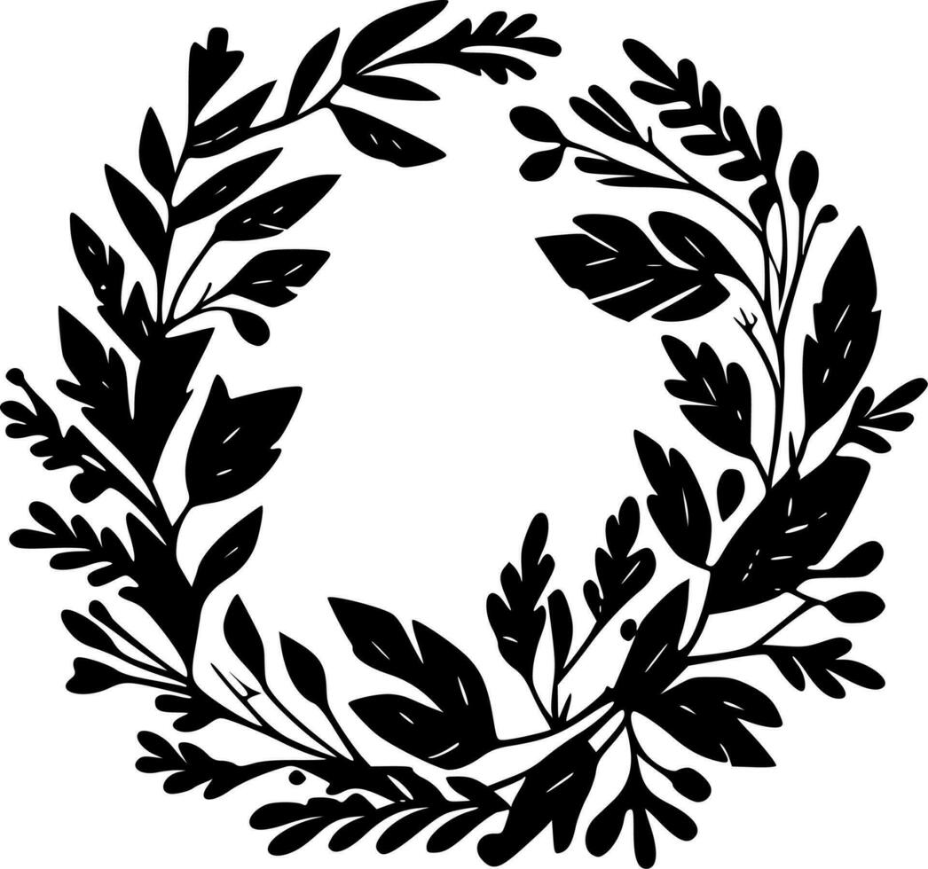 Wreath - Black and White Isolated Icon - Vector illustration