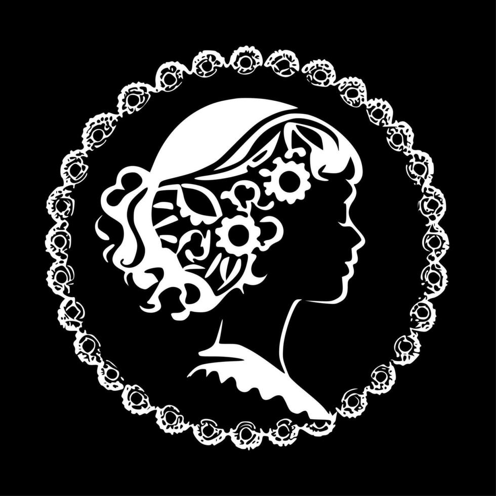 Lace - Black and White Isolated Icon - Vector illustration