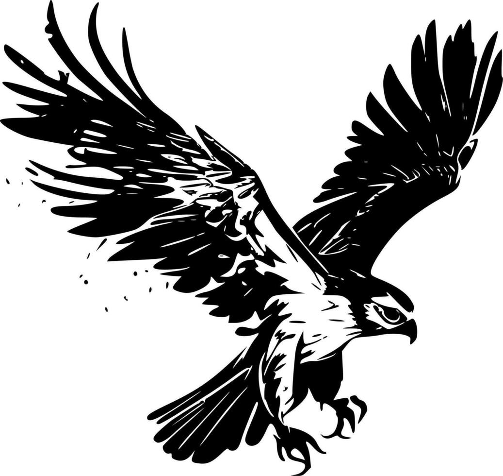 águila pescadora - negro y blanco aislado icono - vector ilustración