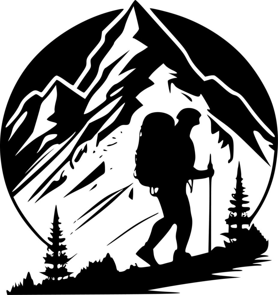 Hiking - Minimalist and Flat Logo - Vector illustration
