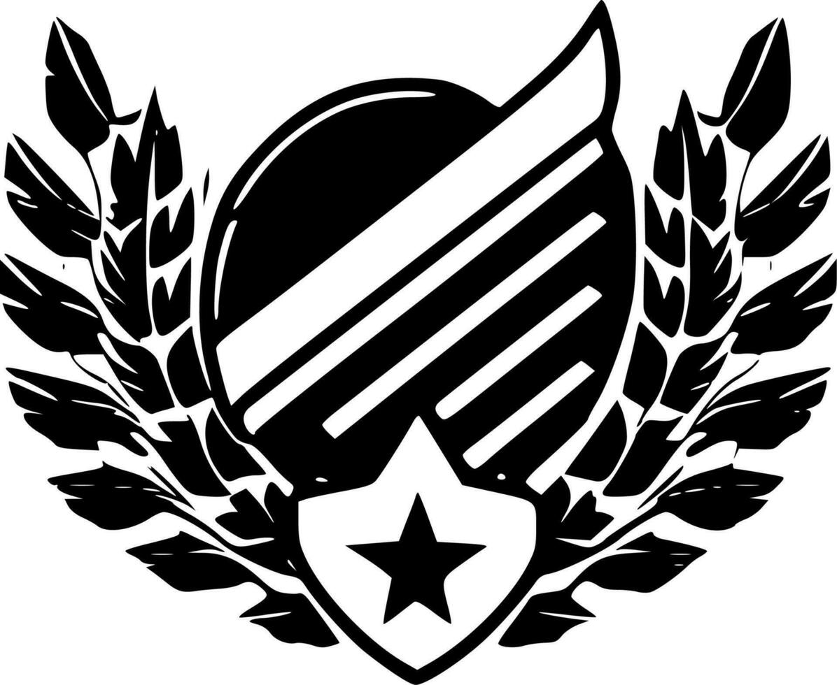 Military - Black and White Isolated Icon - Vector illustration