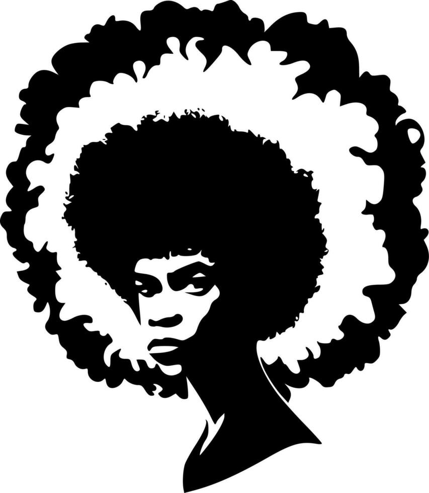 Afro, Black and White Vector illustration