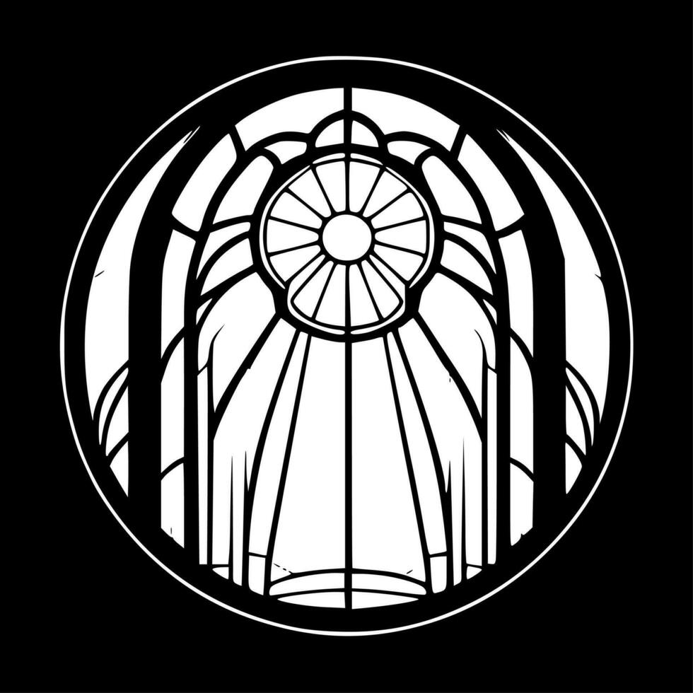 Stained Glass, Black and White Vector illustration