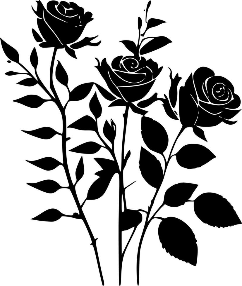 Roses, Minimalist and Simple Silhouette - Vector illustration