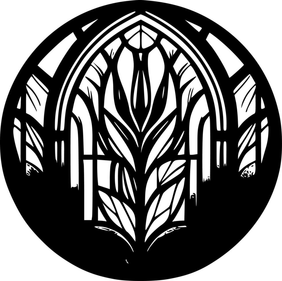 Stained Glass, Black and White Vector illustration