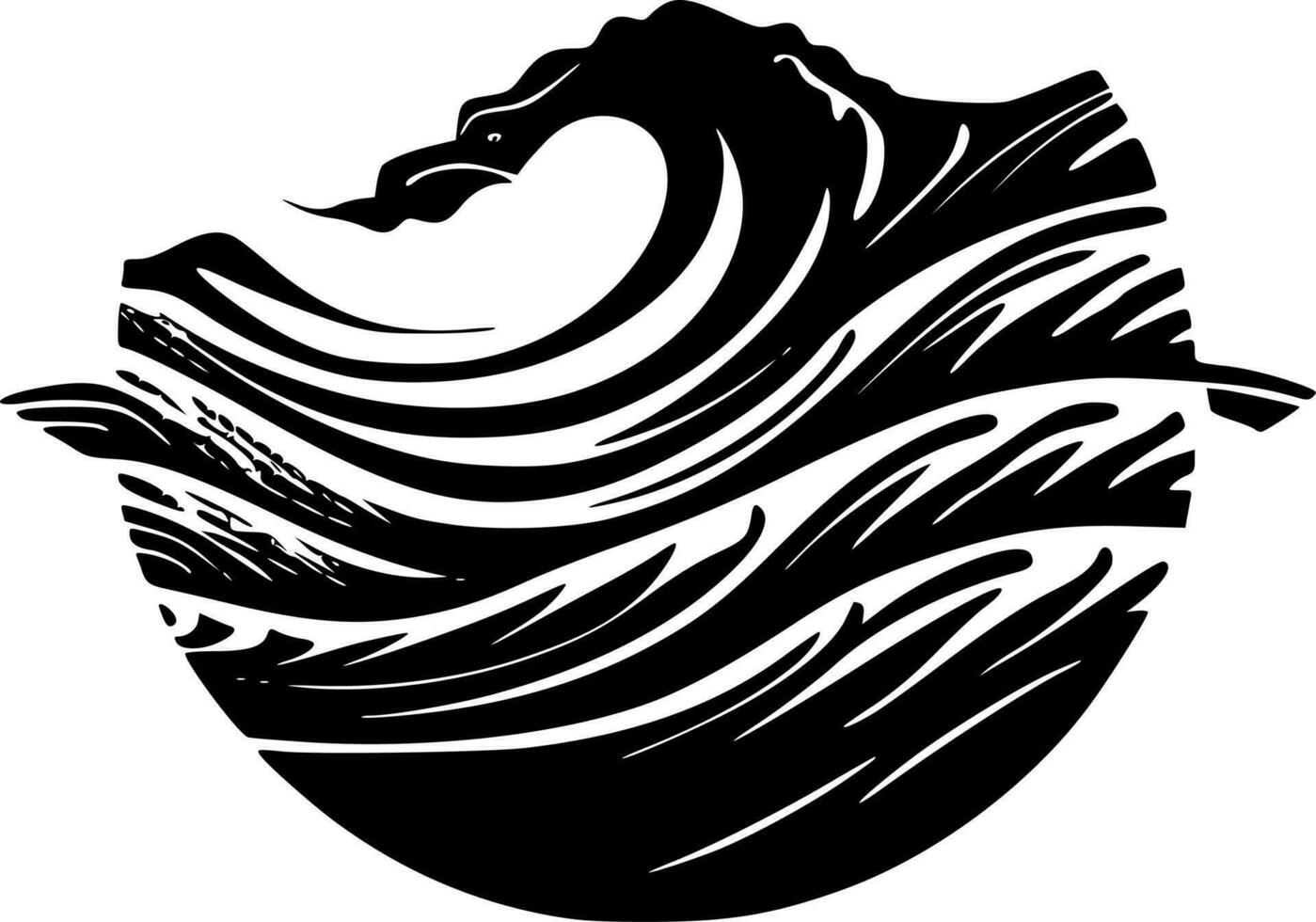 Waves - Black and White Isolated Icon - Vector illustration