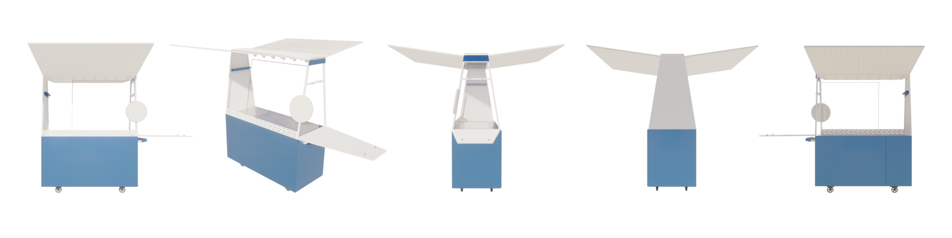 kiosk. food cart on white background 3D rendering. PNG