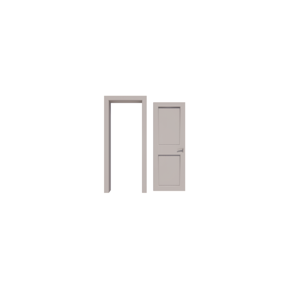 door isolated on white background PNG 3d rendering . light gray door