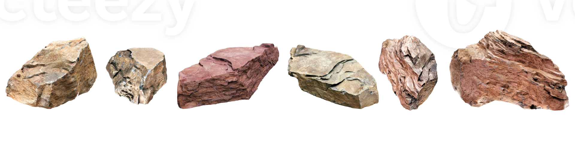 rock stone isolated on white PNG file 3D rendering.
