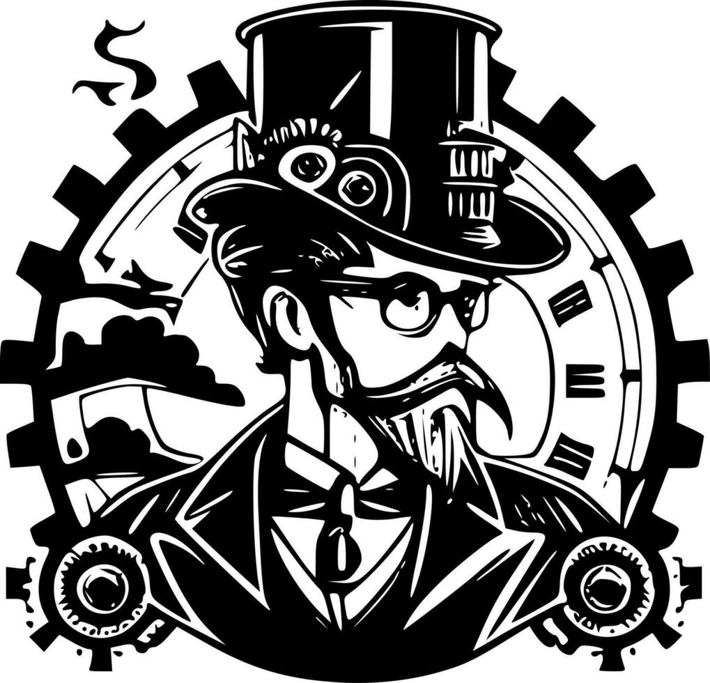 steampunk, minimalista y sencillo silueta - vector ilustración