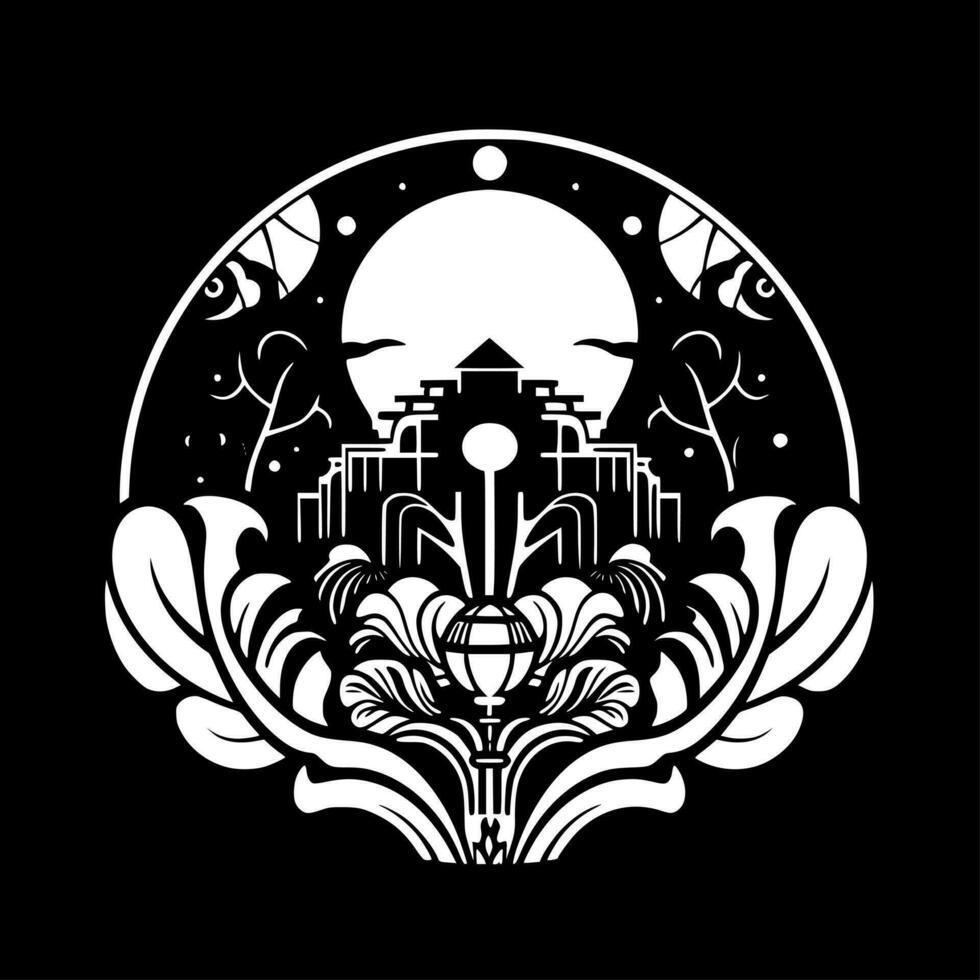 Art Nouveau, Black and White Vector illustration