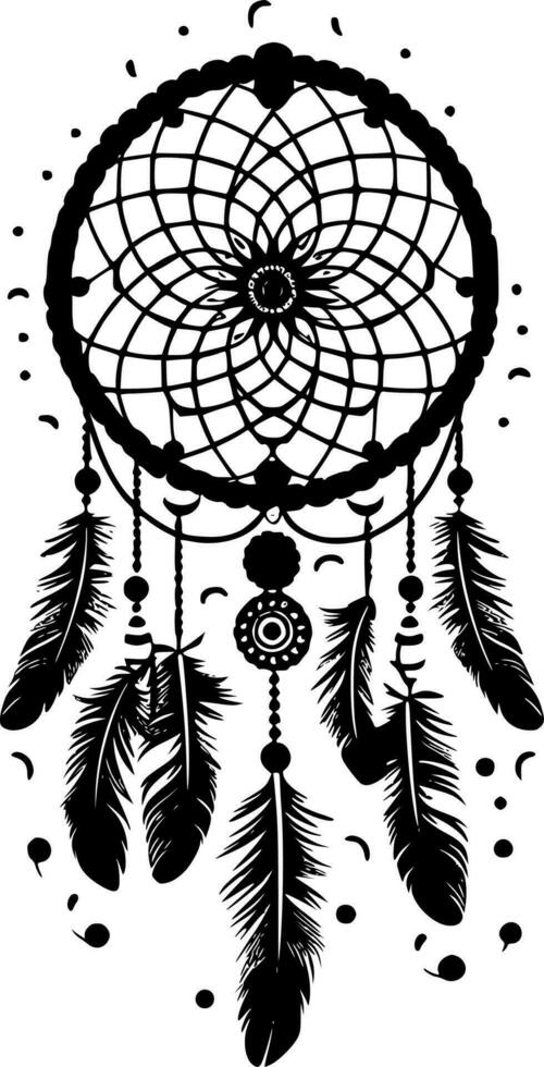 Dream Catcher, Black and White Vector illustration