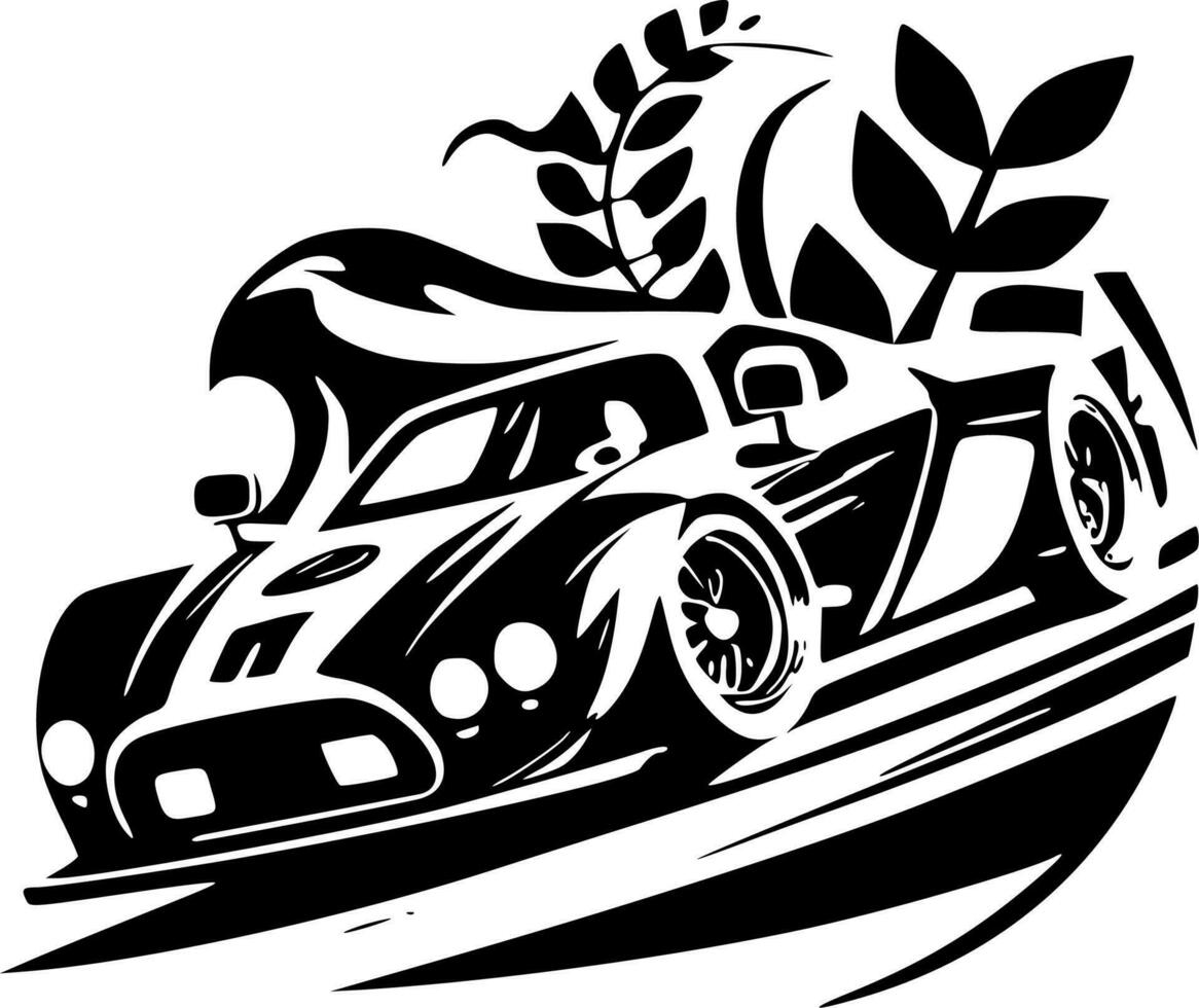 Racing - Black and White Isolated Icon - Vector illustration