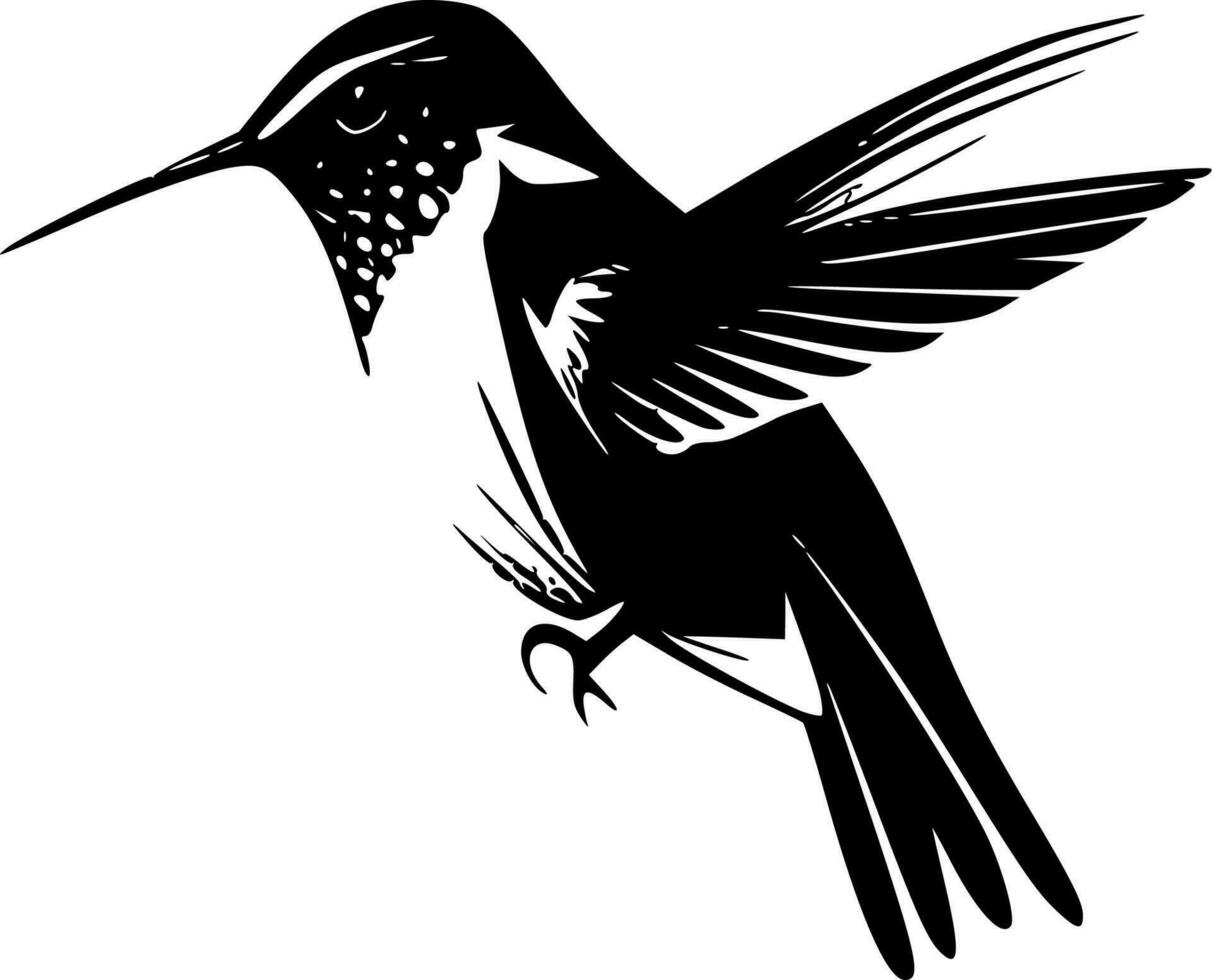 Hummingbird - Black and White Isolated Icon - Vector illustration