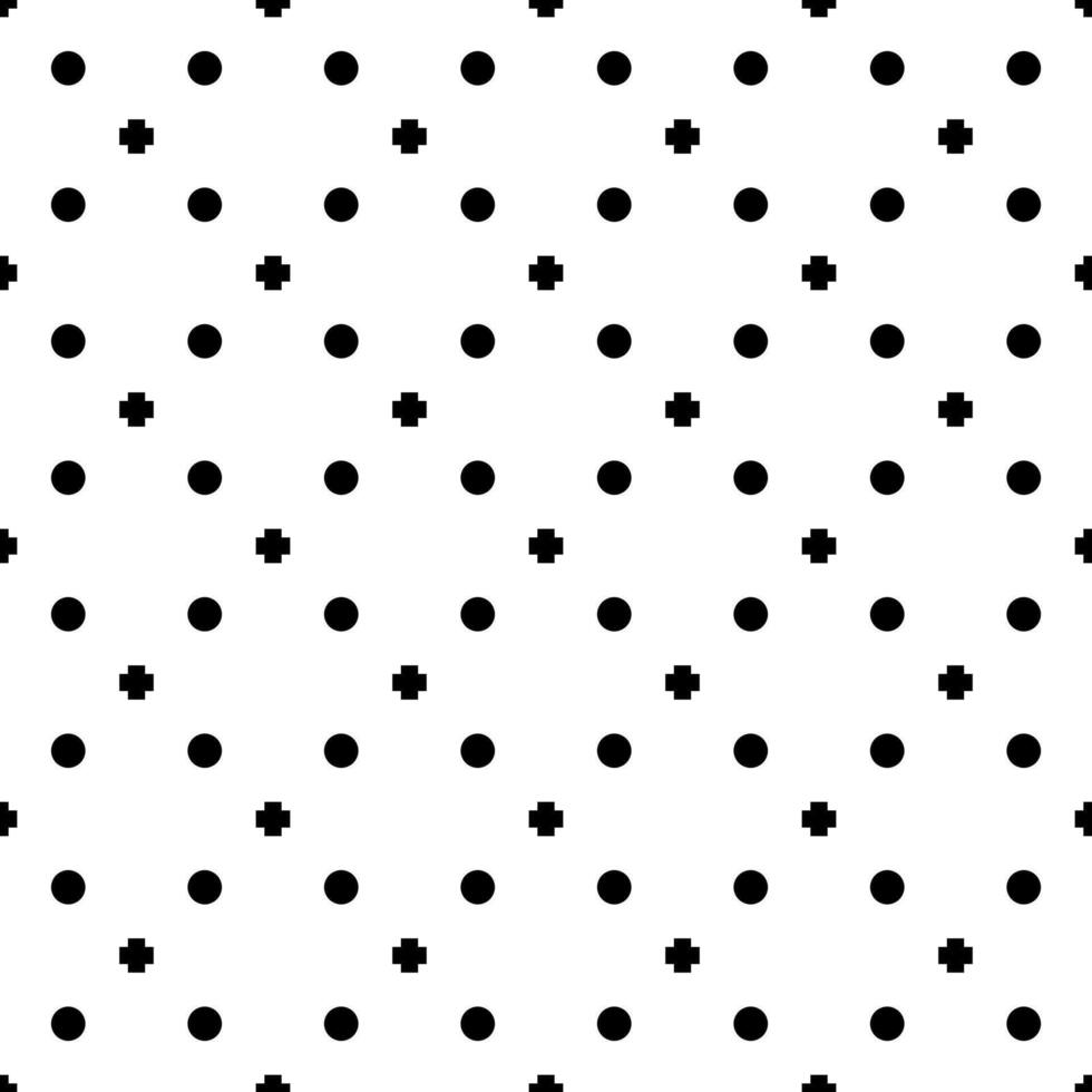 Seamless geometric pattern plus and circle minimalism modern style black color and white background. vector