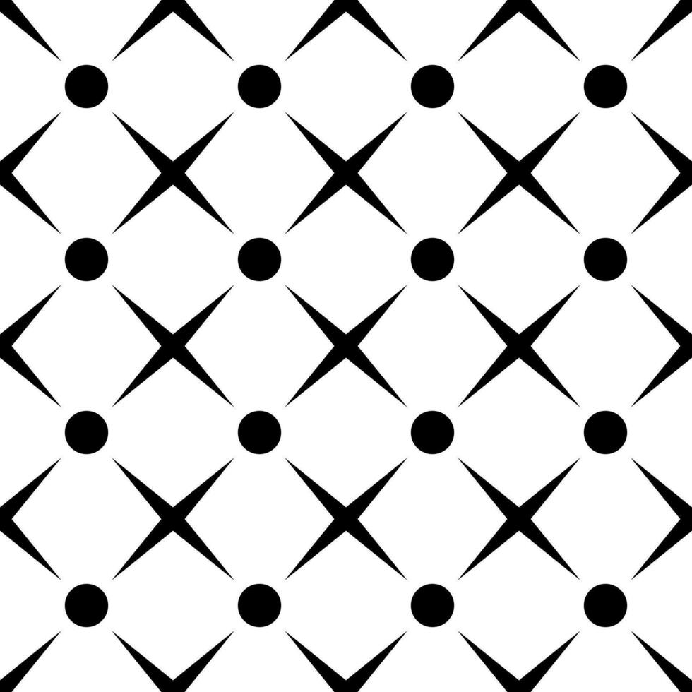 Seamless Pattern Geometric with Circles and Four-Pointed Stars for tiles, fabric stripes, clothing, and tablecloths. vector