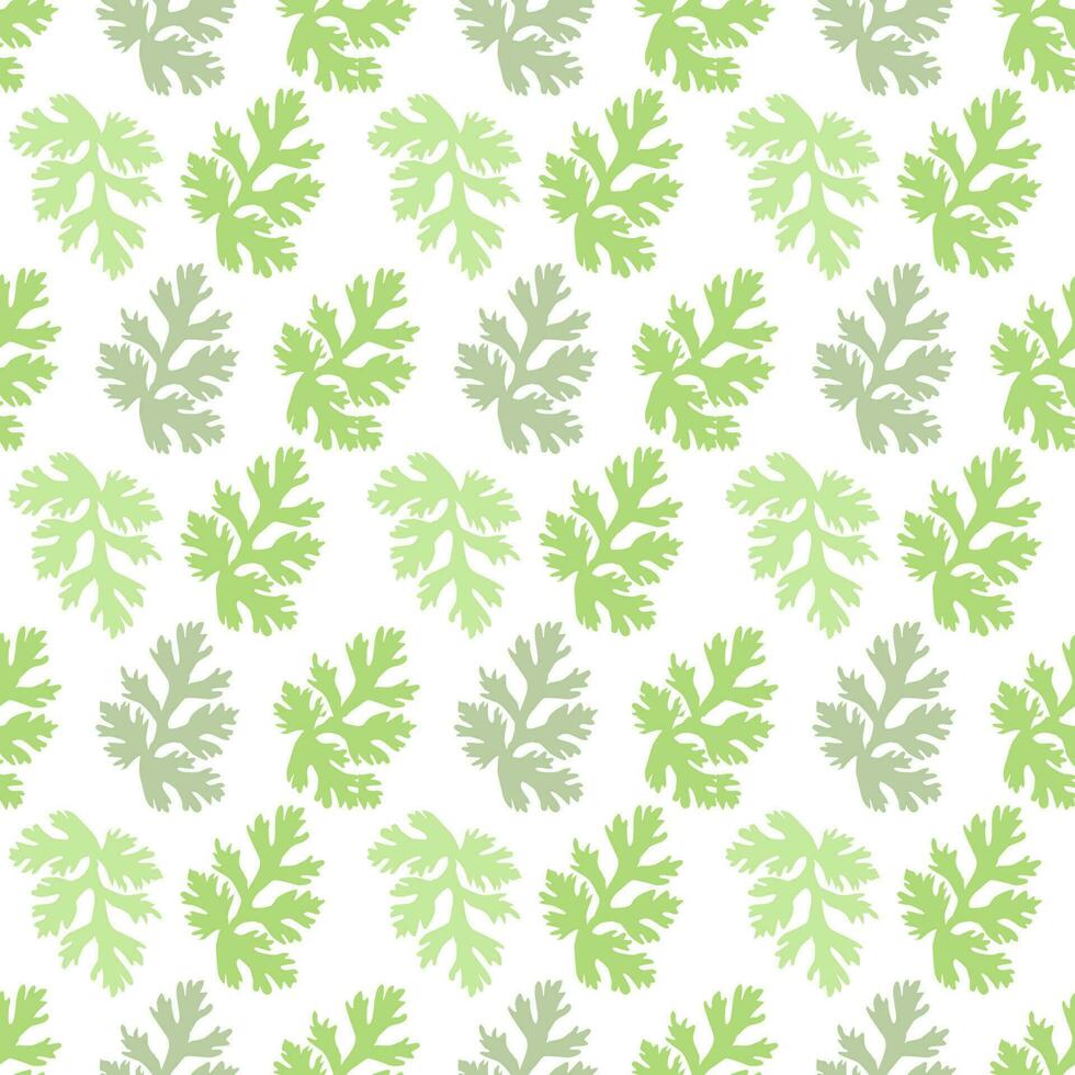 verde cilantro hojas modelo en blanco fondo, plano vector. vector