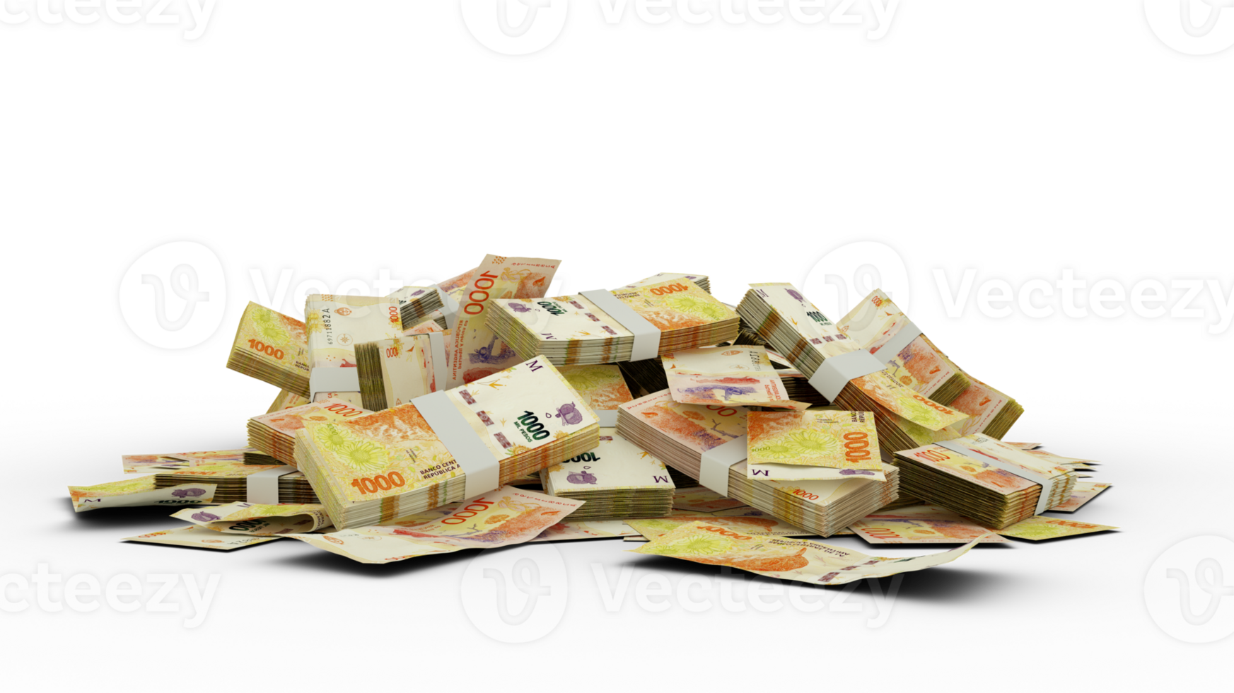3D Stack of Argentine peso notes png