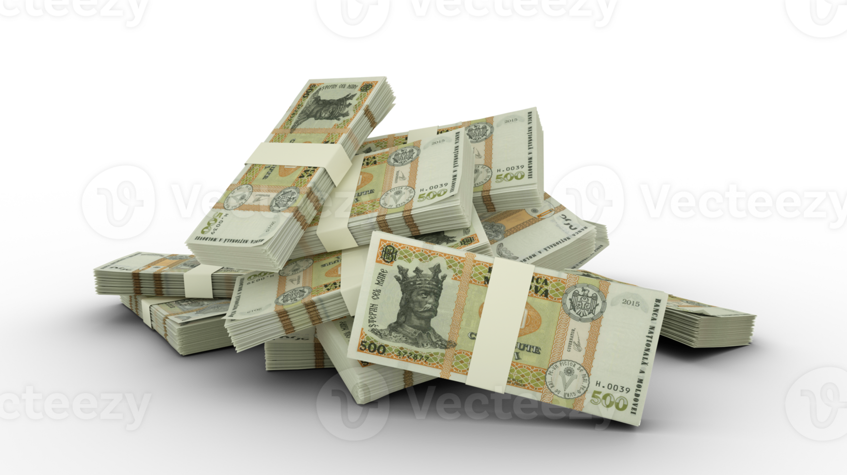 3D Stack of Moldovan leu notes png