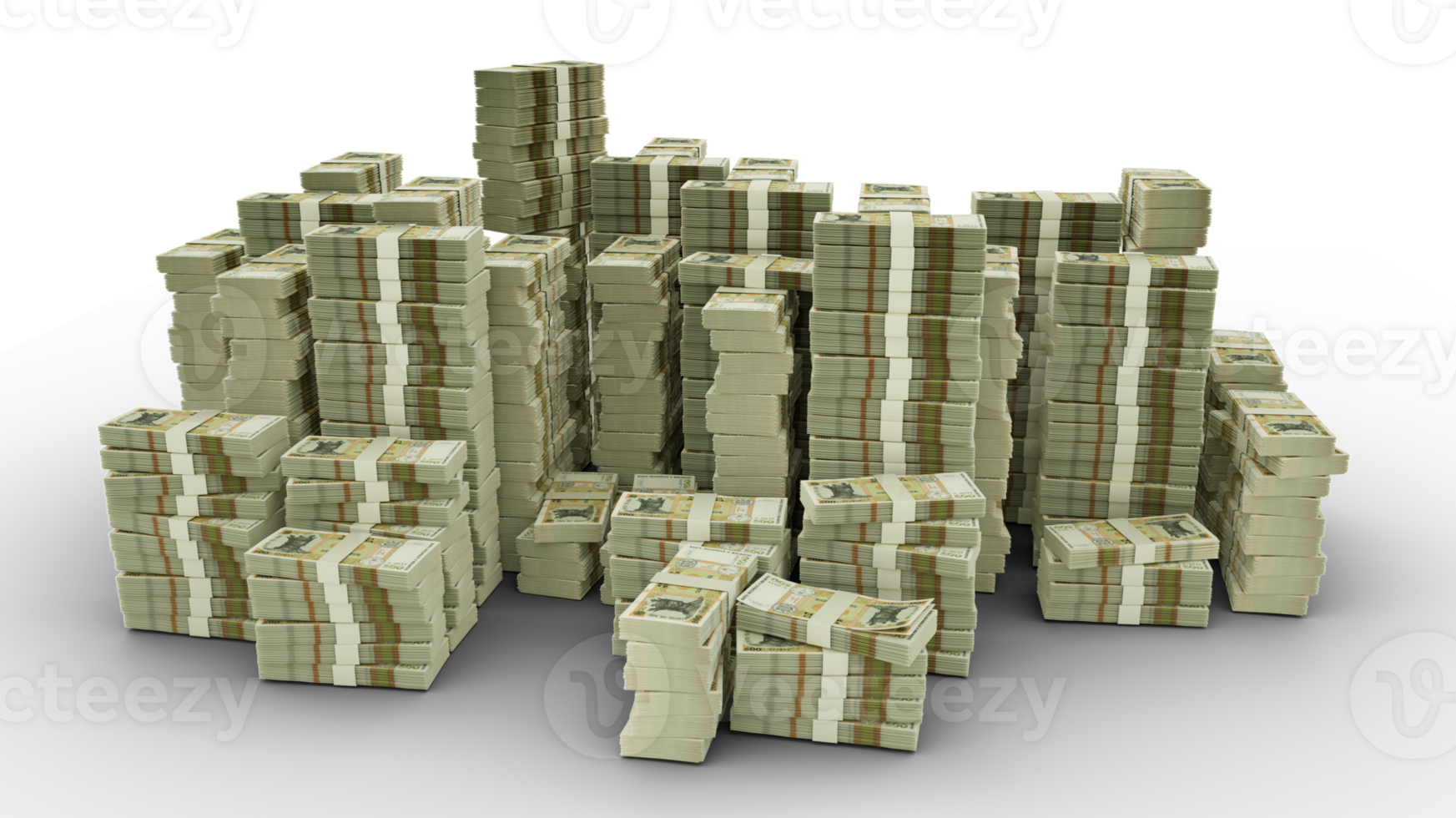 Big stack of Moldovan leu notes. A lot of money isolated on transparent background. 3d rendering of bundles of cash png