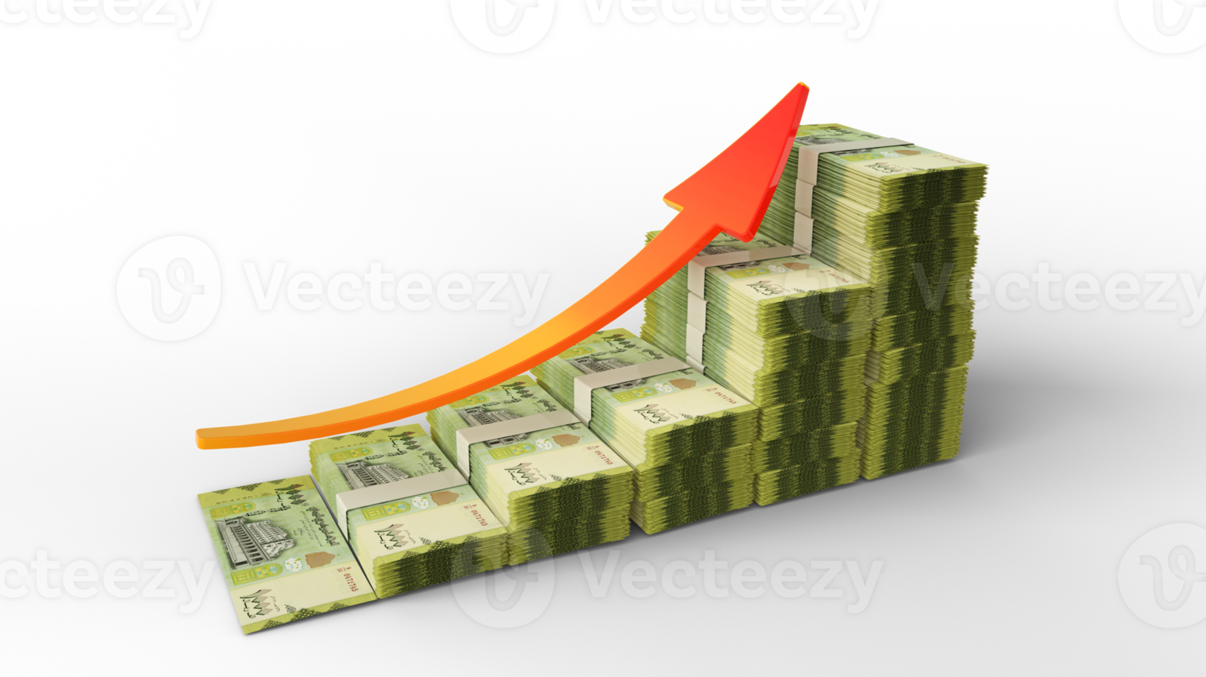 finanziario crescita cartello fatto di pile di yemenita rial Appunti. 3d interpretazione di yemenita i soldi disposte nel il modulo di un' bar grafico isolato su trasparente sfondo png