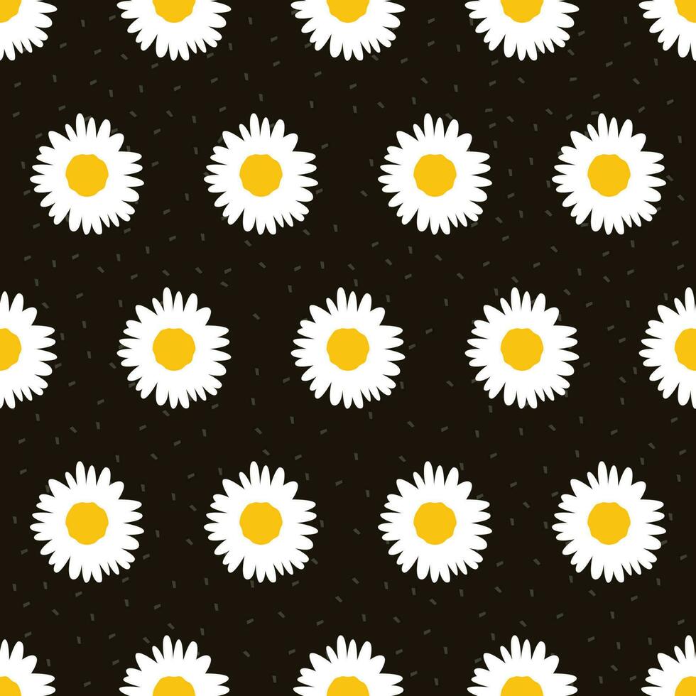 seamless pattern blossom flowers with black background and confetti vector