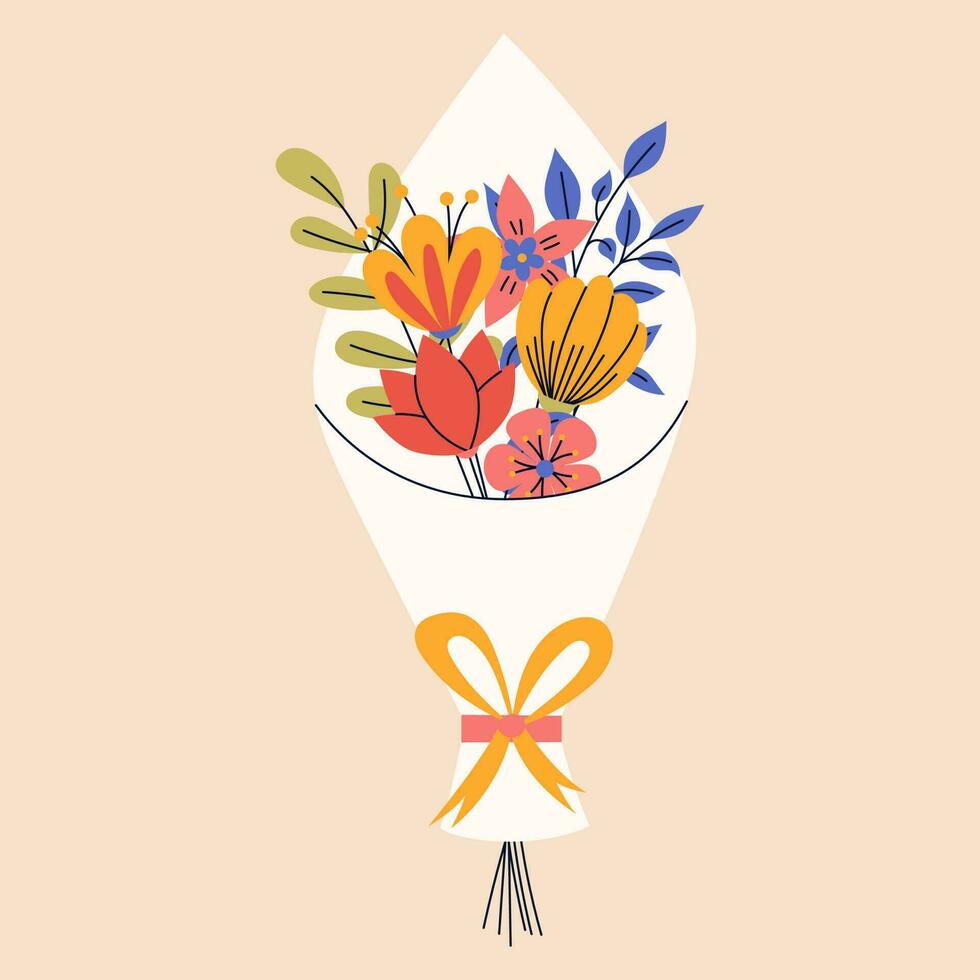 Bouquet of flowers. Good for greeting cards or invitation design, floral poster. vector