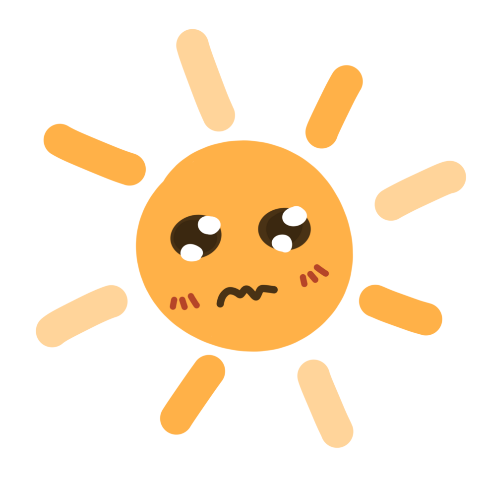 Cute handrawn smiling sun doodle png