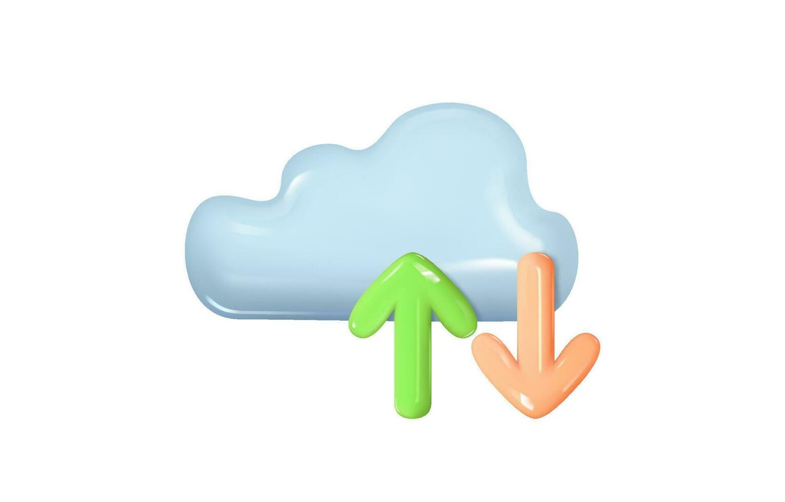 3D cloud with up and down arrows, cloud computing, cloud storage, file sharing service concept, Vector illustration.