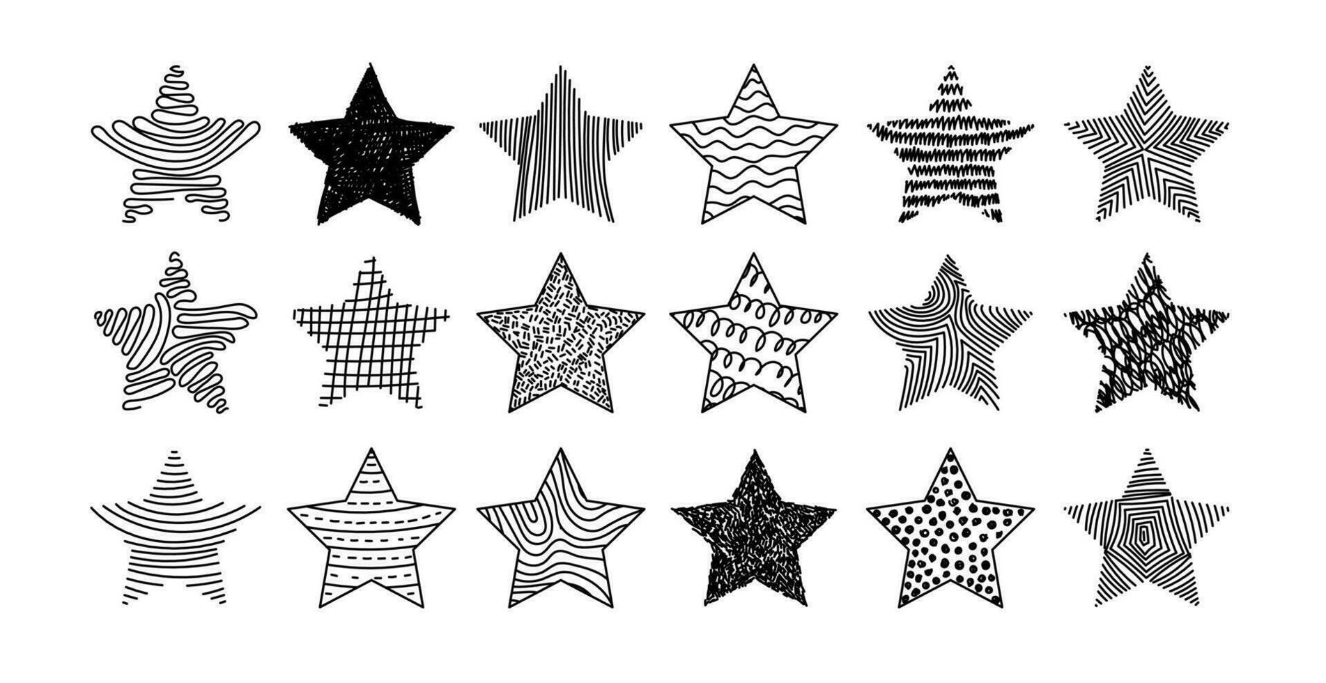 Doodle Stars big set vector