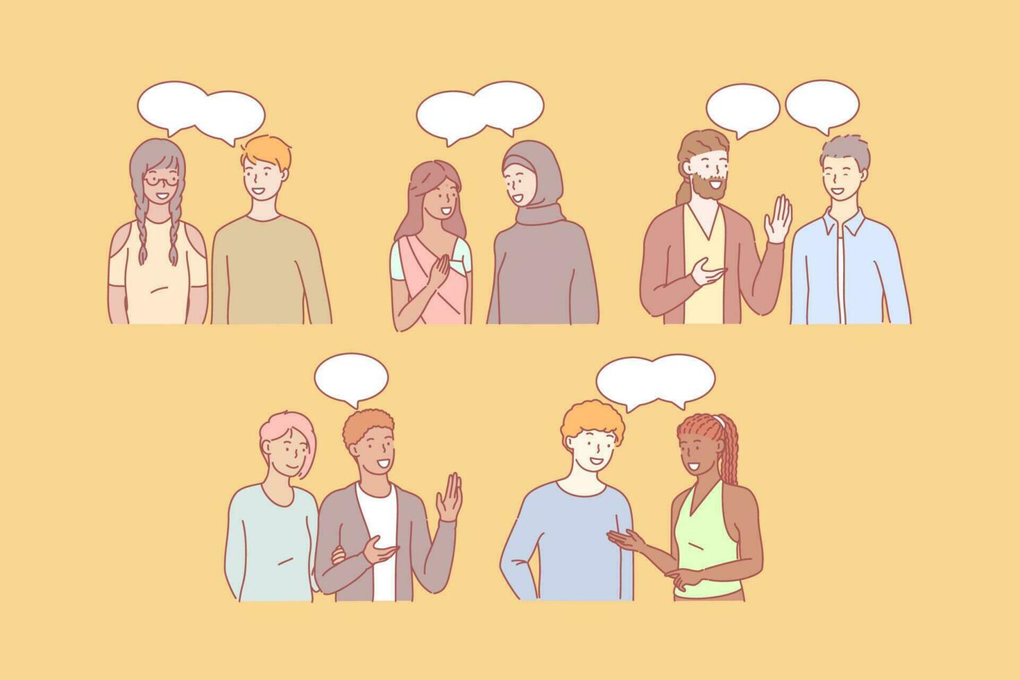 multicultural personas comunicar juntos vector