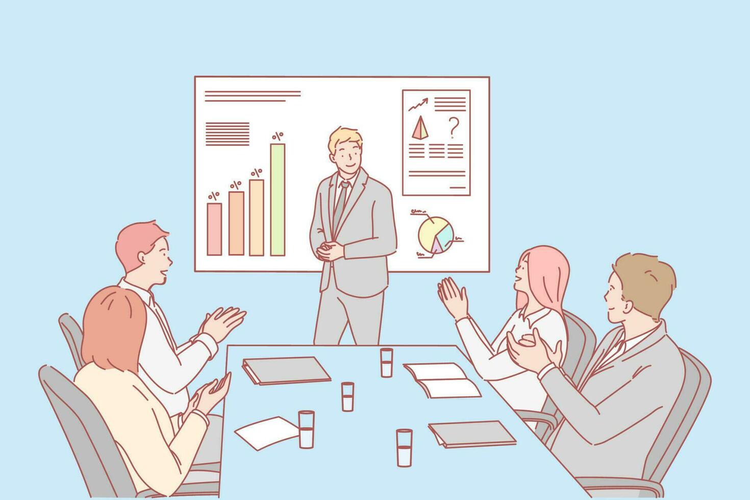 Presentation, business, congratulation, hiring concept vector