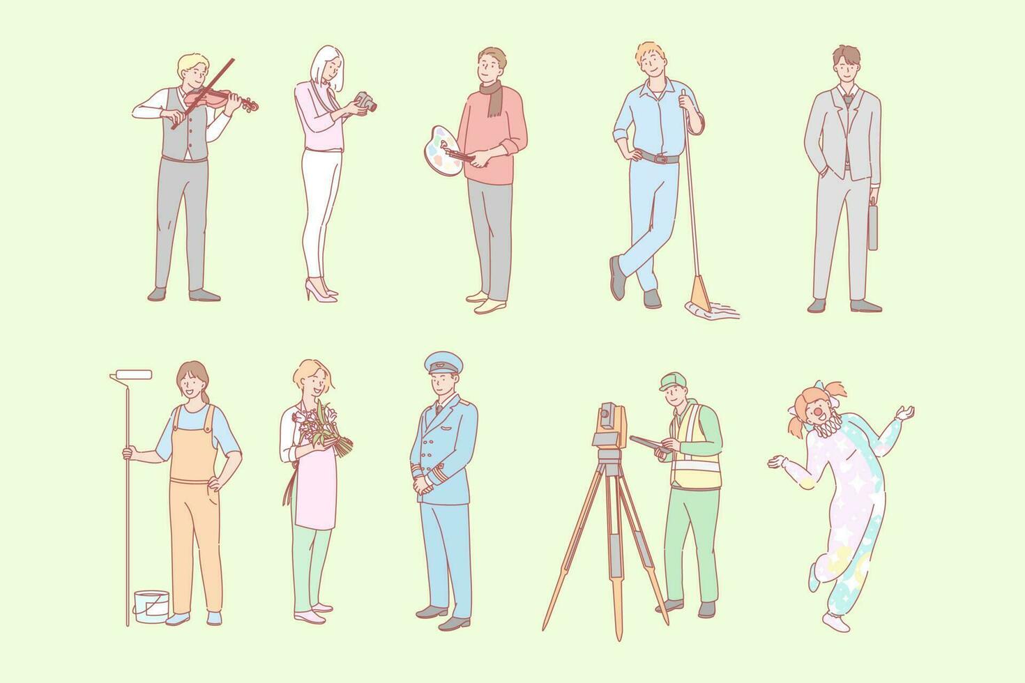 Various lines of work, labor day set concept vector
