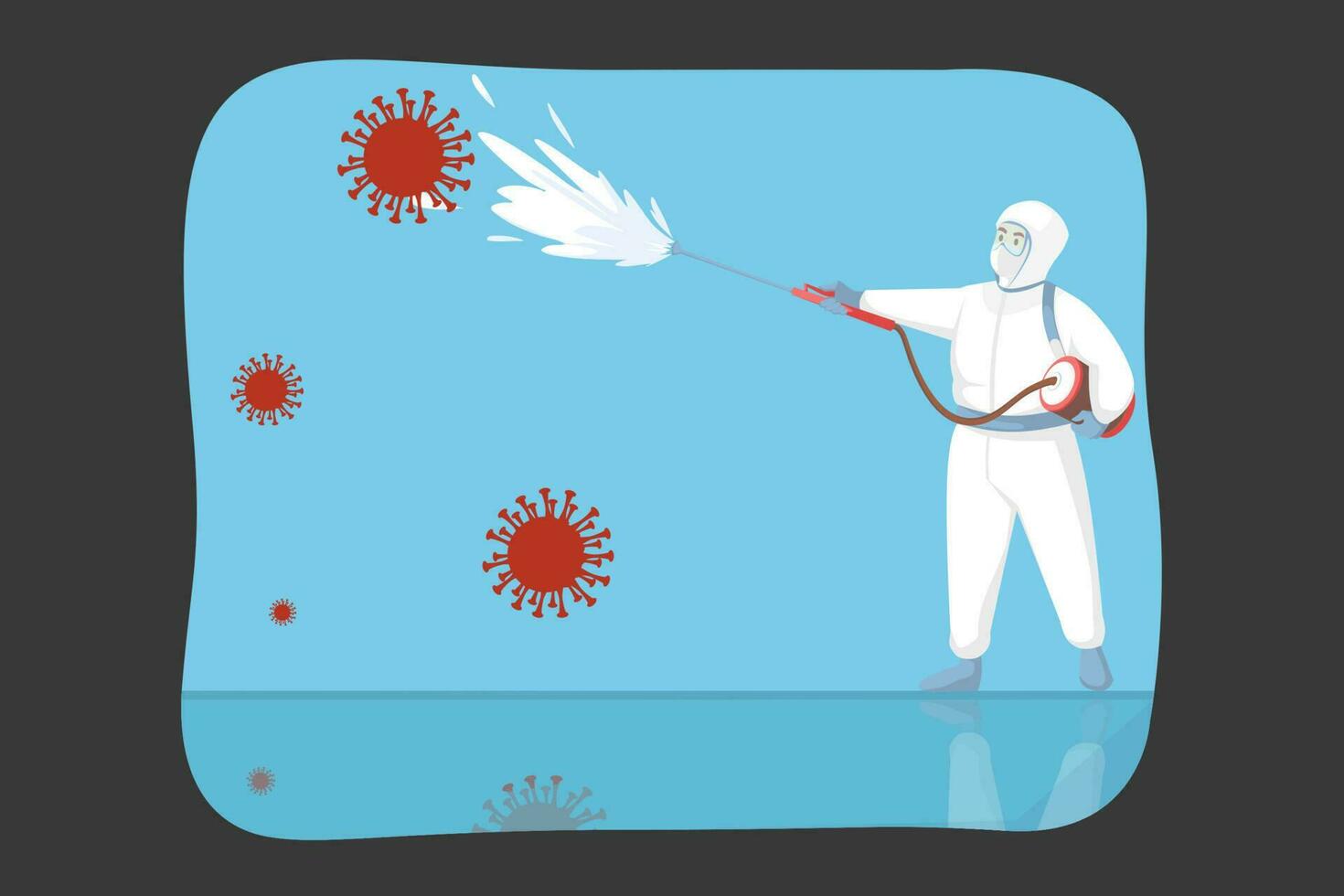desinfección, coronavirus, limpiar, proteccion, peligro biológico concepto vector