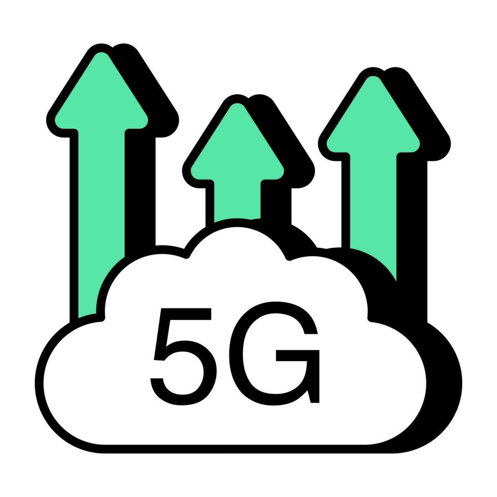 A flat design icon of cloud 5g network vector