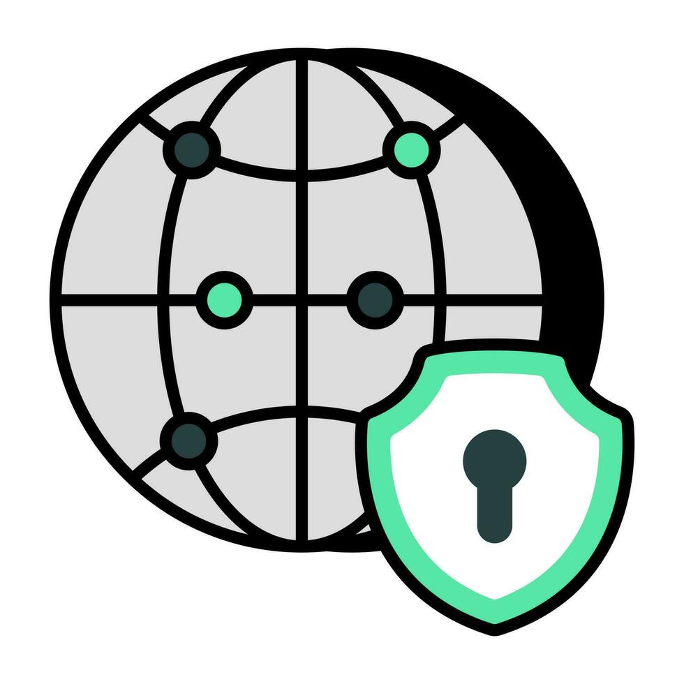 Conceptual flat design icon of global security vector