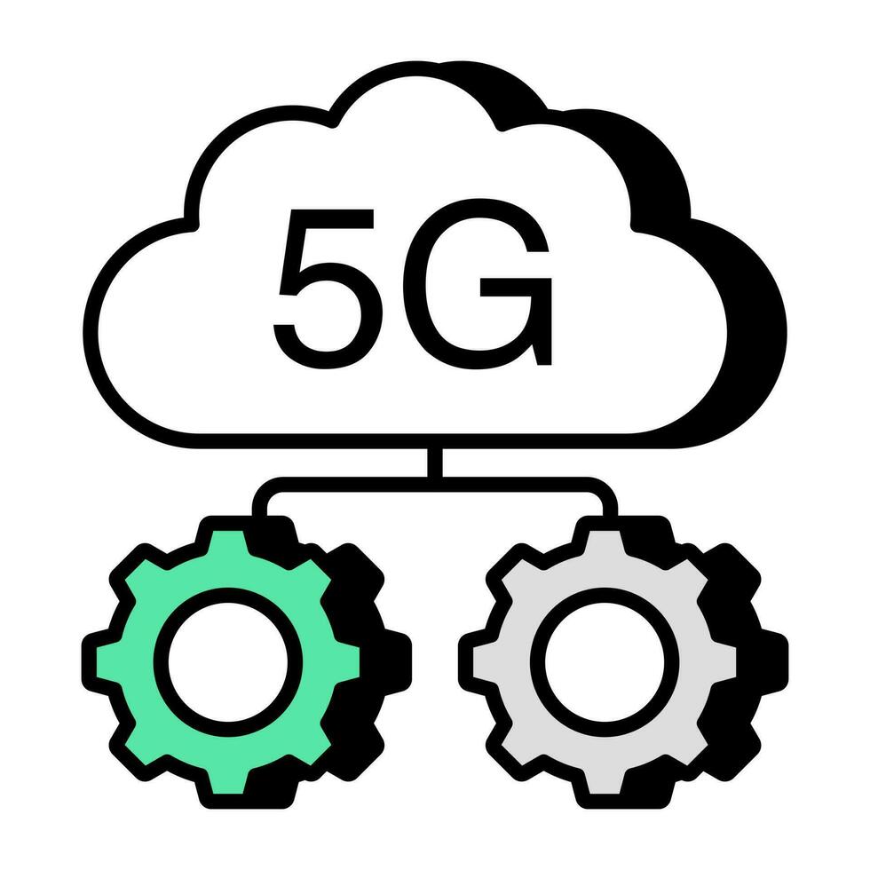 creativo diseño icono de nube 5g ajuste vector