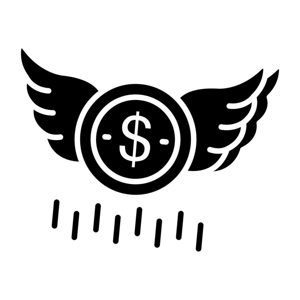 un ícono de descarga premium de dinero volador vector