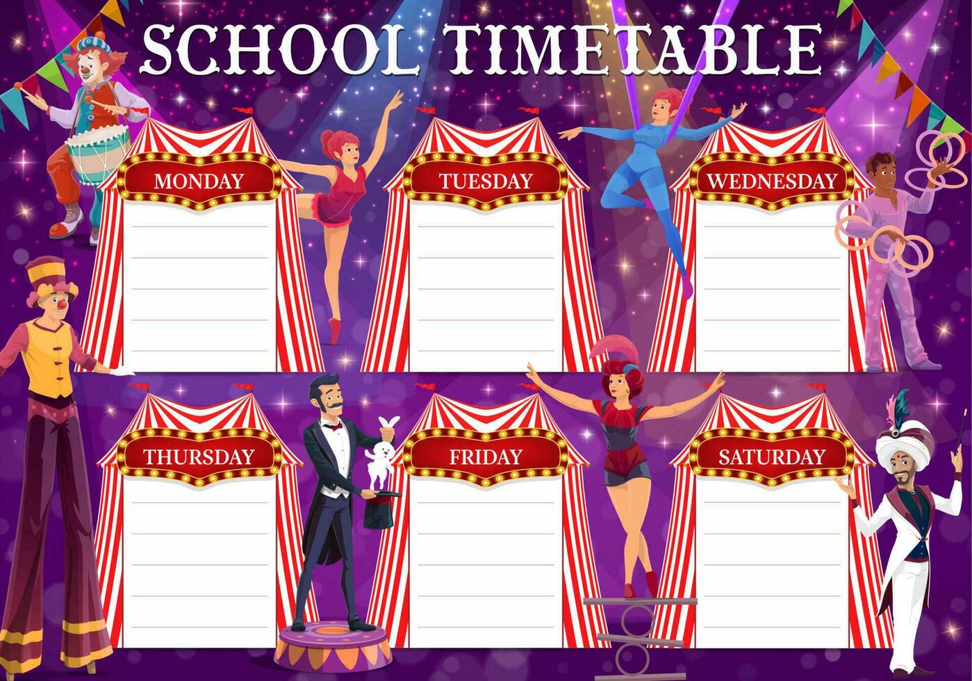 Shapito circus education timetable schedule vector