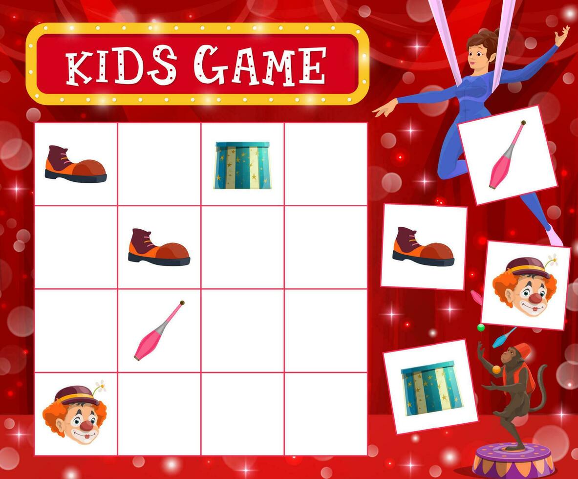 Circus sudoku kids game of education block puzzle vector