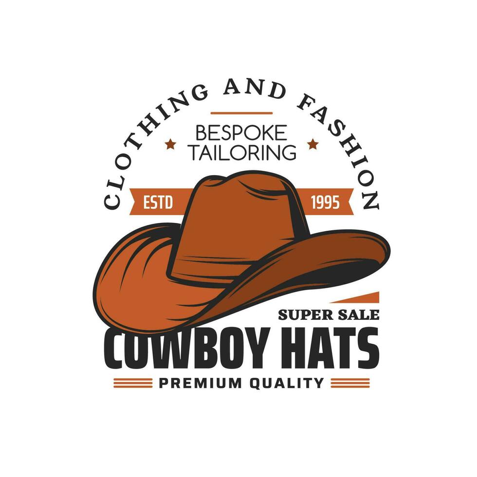 Cowboy hat hatter or milliner vector icon