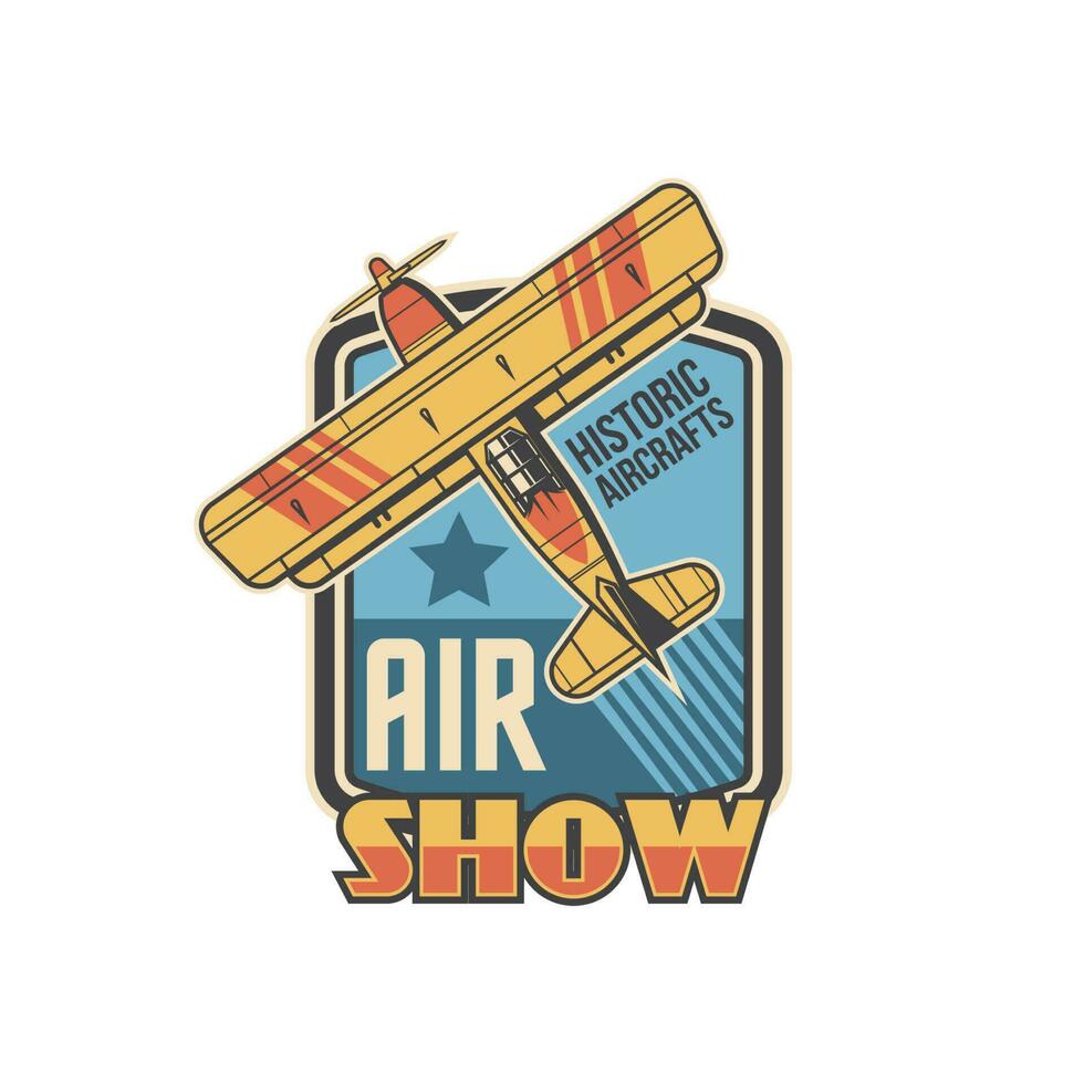 Vintage airplanes show icon for aviation planes vector