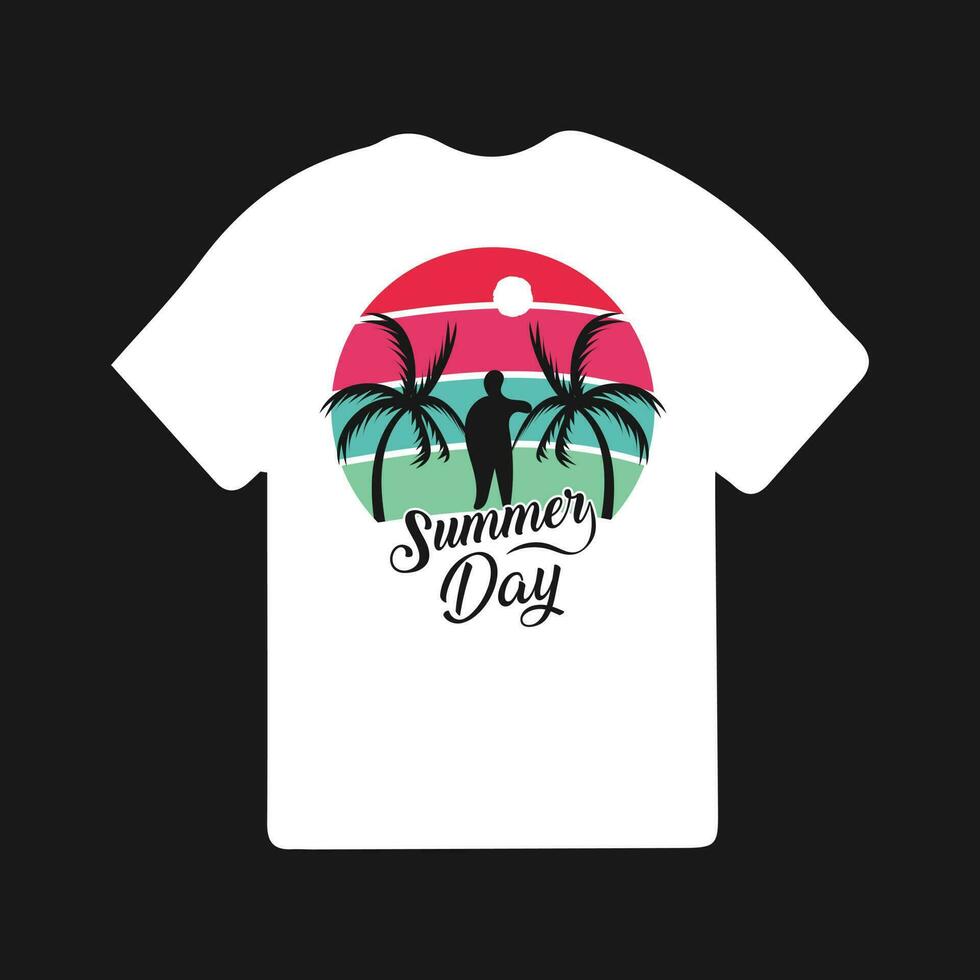Summer day t-shirt vector design for print with summer quotes