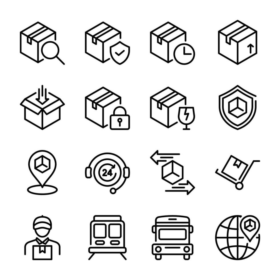 shipping and delivery icon set vector