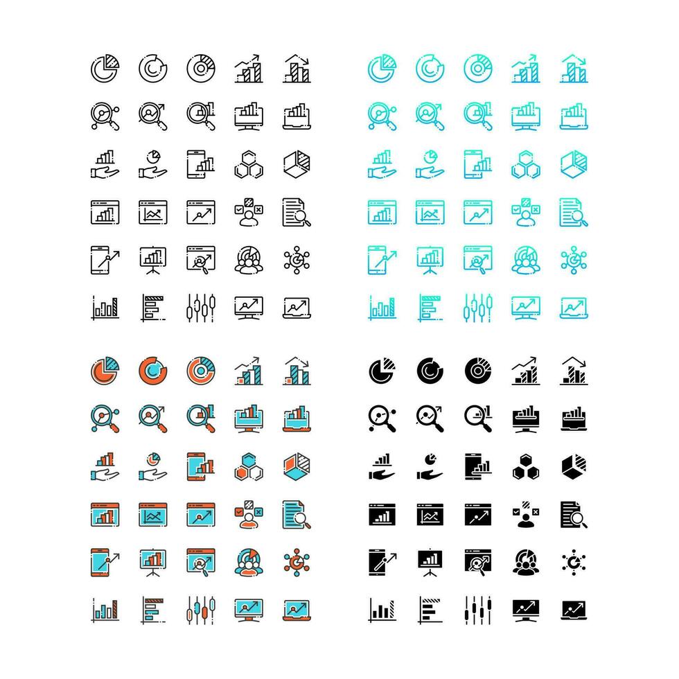 Data analysis icon set vector