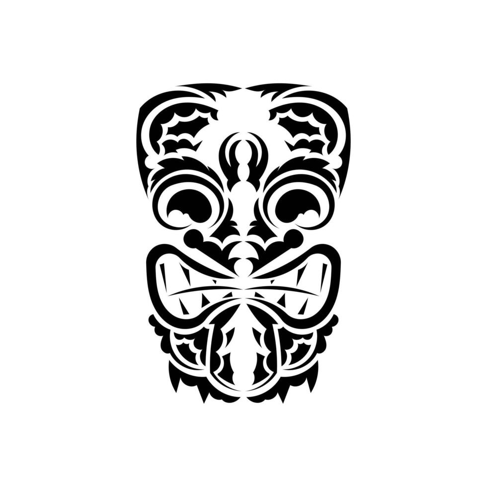 Tribal mask. Black tattoo in the style of the ancient tribes. Simple style. Vector over white background.