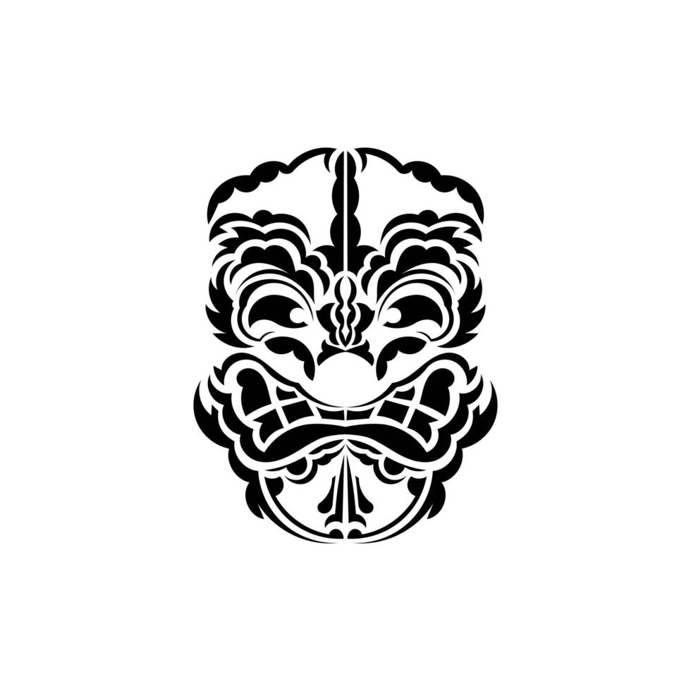 Tribal mask. Traditional totem symbol. Polynesian style. Vector illustration isolated on white background.