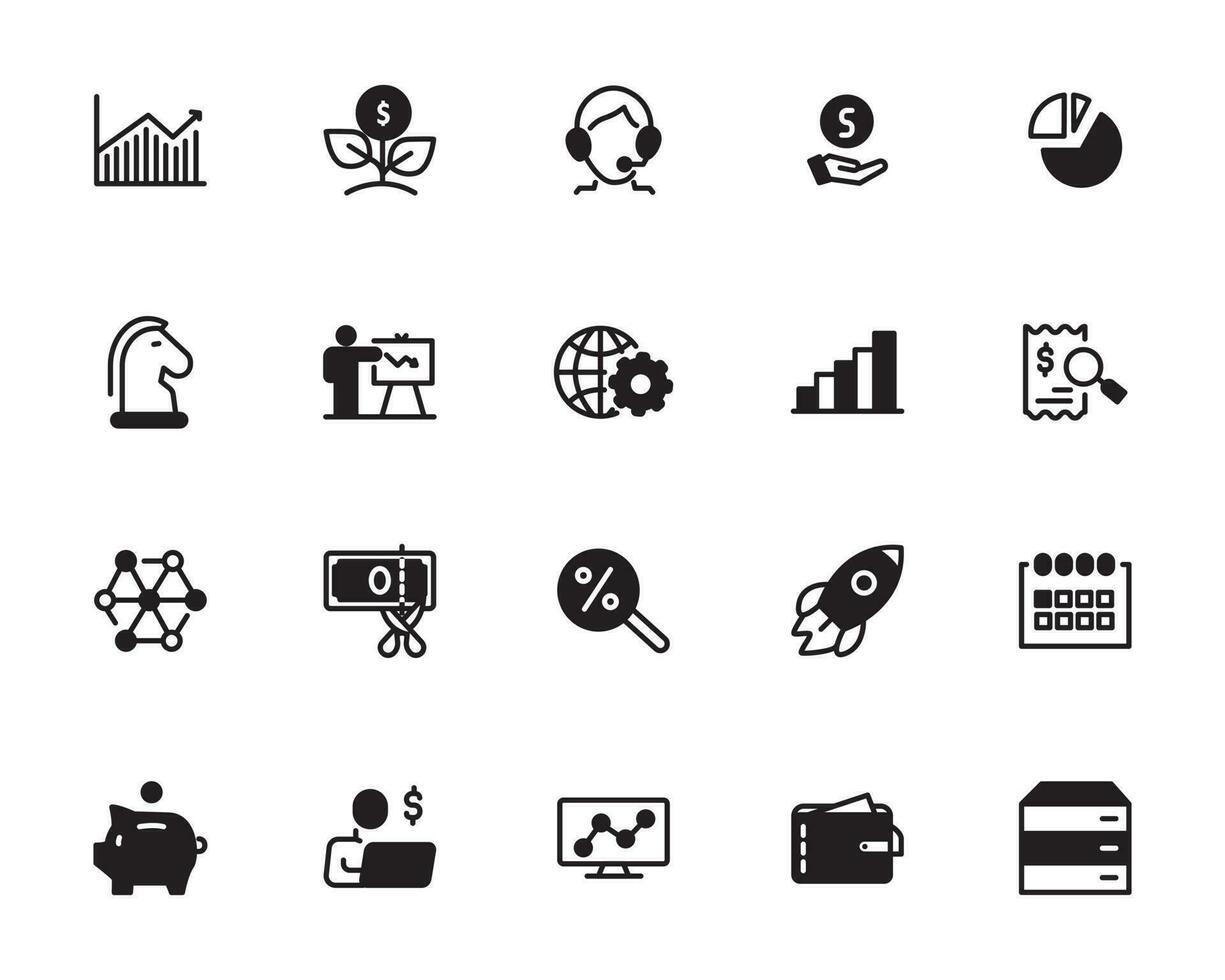 Creative business solutions related icon set. Innovation team management. vector